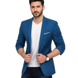 Men's Formal Blazer, Blue, Single Breasted, Notch Lapel, Slim Fit