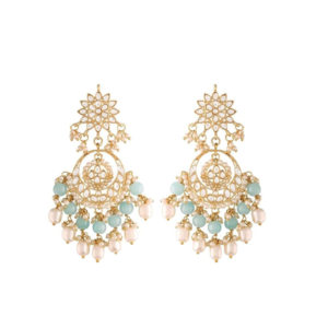 I Jewels Traditional Handcrafted Kundan & Pearl Chandbali Earrings