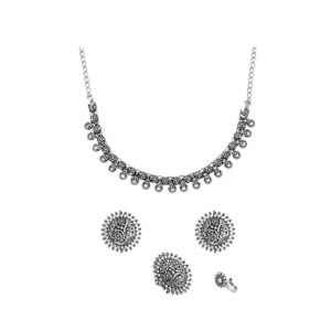 Yellow Chimes Oxidised Necklace Set For Women