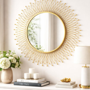 Modern Stylish Wall Mirrors Round Sunburst Gold European Decorative Mirror