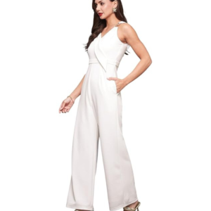 Visit the Miss Chase Store Miss Chase Women's Wine V-Neck Sleeveless Solid Wrap Regular Jumpsuit