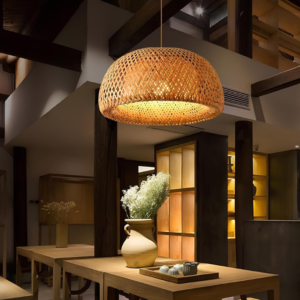 AKWAY Bamboo Hanging lamp Cane Pendant Light for Home Decoration