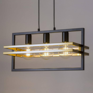 Chandni Décor Modern 3 Light Black & Gold Ceiling Lamp