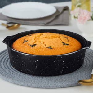 Borosil 1.2 L Pebble Black Baking & Serving Cake Dish with Handle