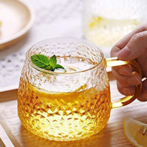 KiKiluxxa Golden/Black Handle Glass Tea and Coffee Cup