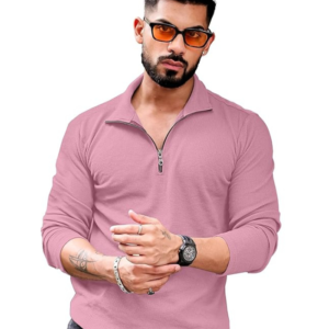 Men's Polyester Blend T Shirt with Spread Collar Neck